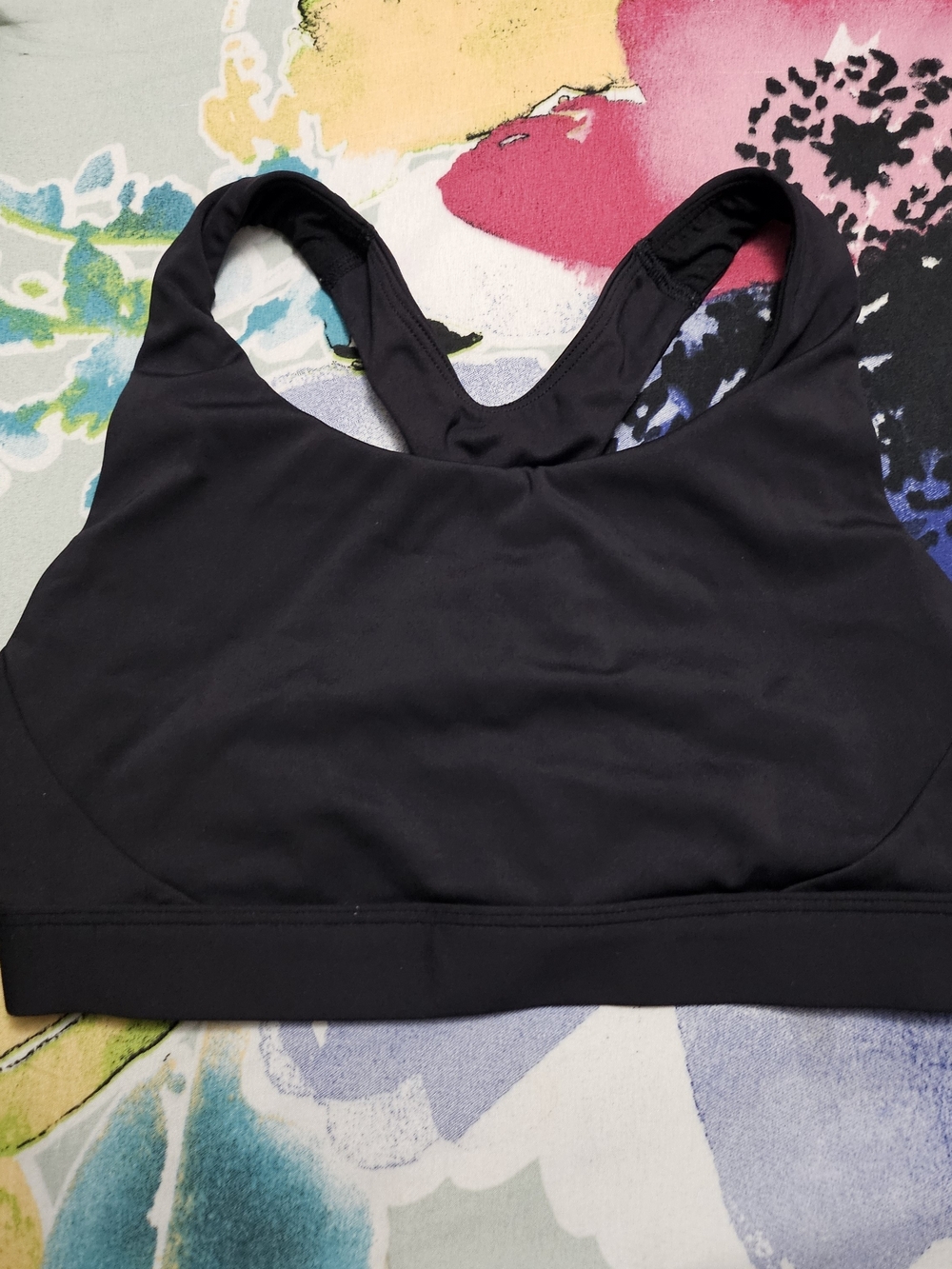 Athleta Black Racerback High-Neck Sports Bra